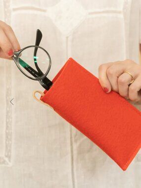 Graf Lantz Orange Merino Wool Leather Sunglasses / Eyeglasses Sleeve Case